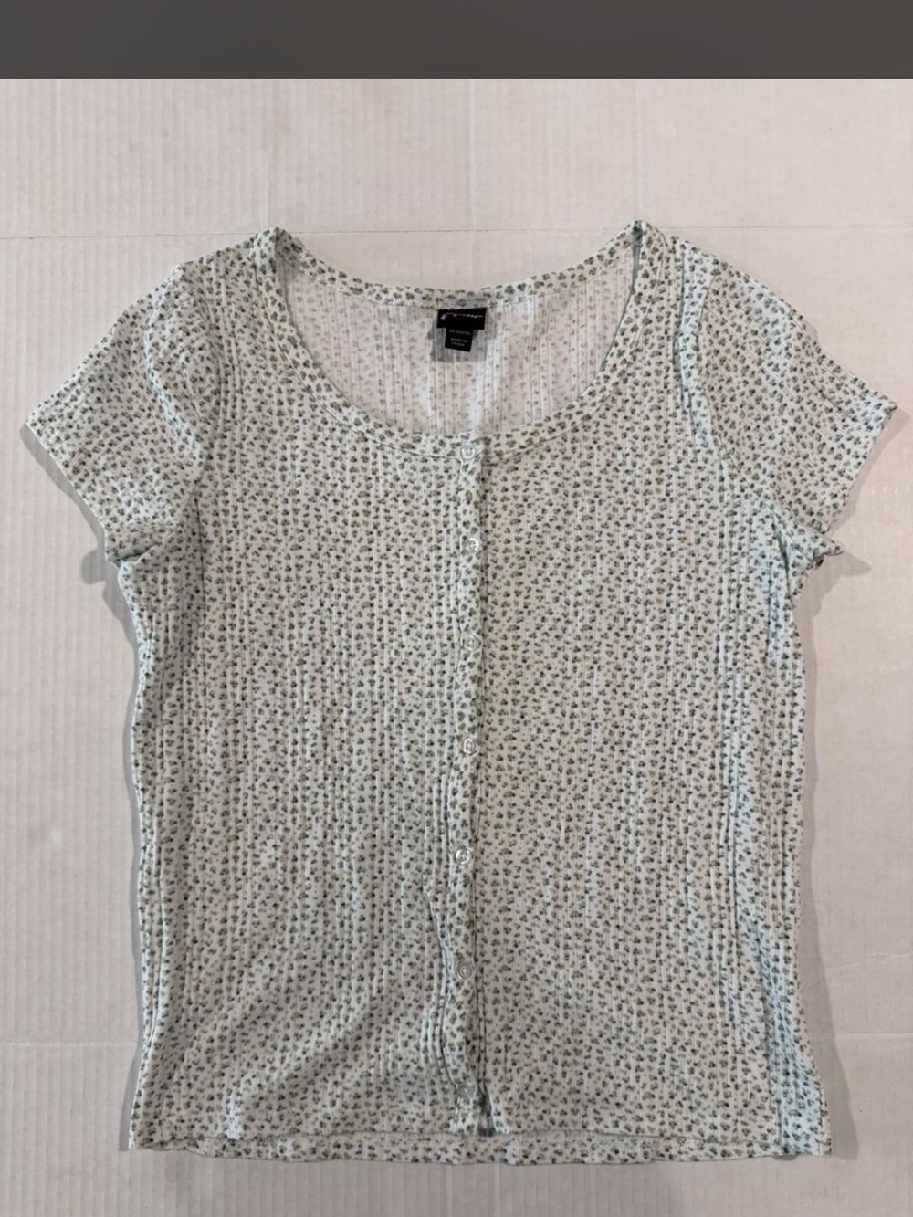 Art Class Floral Ribbed Button Front Baby Tee